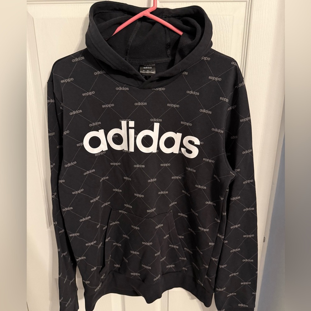 Adidas Black and White Logo Hoodie